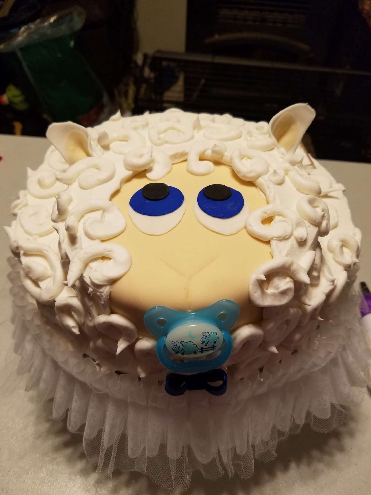 Custom baby sheep cake with pacifier